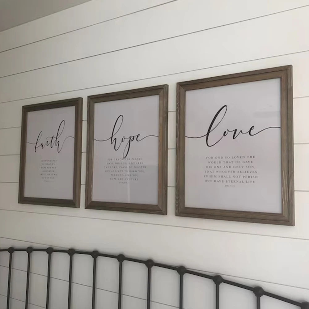 Christian Bible Verse Wall Art Prints – Faith Hope Love Decor Set